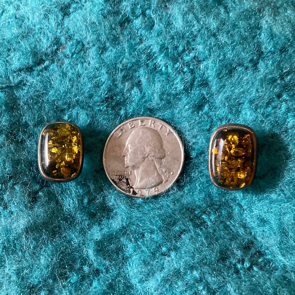 Vintage 1990’s  Silver & Amber earrings
